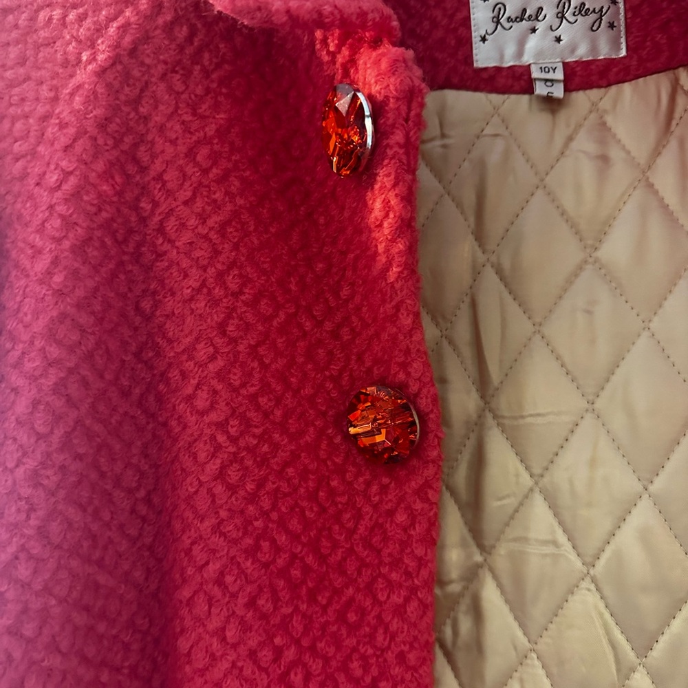 Rachel Riley Pink Textured Coat - Picture 3 of 6